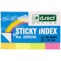 Zak�adki indeksuj�ce papierowe D.RECT 20x50mm 4 kolory x50szt. 009346