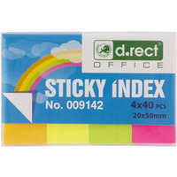 Zak�adki indeksuj�ce papierowe D.RECT 20x50mm 4x40szt. 009142