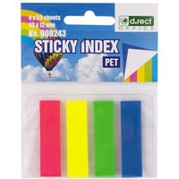 Zak�adki indeksuj�ce PET 43x12mm 35szt. 4 kolory neonowe ECO D.RECT 009243