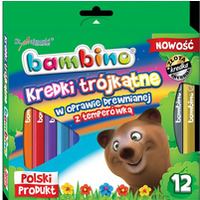 Kredki trjktne z glinki kaolinowej Zestaw 12 kredek + temperwka BAMBINO St.Majewski