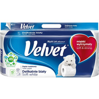 Papier toaletowy VELVET (8 rolek) 3 warstwy delikatnie bia�y