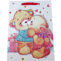 Torebka prezentowa 26x32x12cm A4 lux MISIE z brokatem ROZETTE