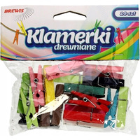 Spinacze-klamerki drewniane ozdobne mix kolorw 4, 5cm (20 szt.) BREWIS