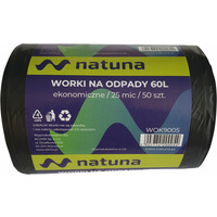 Worki na mieci 60L 25mic LDPE ekonomiczne NATUNA (50szt)