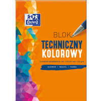 Blok techniczny szkolny A4 kolorowy 10 kartek 225g 400093230 OXFORD