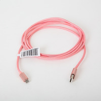 Kabel USB-A -> microUSB 1m pleciony jasny r�owy OMEGA IGUANA (43934)