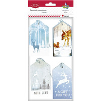 Zawieszki prezentowe Boe Narodzenie 20szt. 60x110mm tonacja srebrna 4 wzory 414524 TITANUM