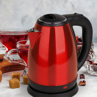 Czajnik elektryczny OMEGA STAINLESS STEEL BRUSHED FINISH INOX RED 1, 8l. 1500W (45463)