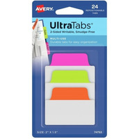 Zak�adki indeksuj�ce samoprzylepne 50, 8x38, 1mm przezroczyste z neonow� zak�adk� Ultra Tabs 74753 AVERY ZWECKFORM