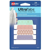 Zak�adki indeksuj�ce samoprzylepne 63, 5x25, 4mm kolorowe ze wzorem Ultra Tabs 30123 AVERY ZWECKFORM