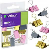 Klipy biurowe do papieru 19mm 10szt. r�owe z�ote i srebrne 330194 BERLINGO