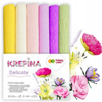 Krepina marszczona gruba 25x100cm mix 6 kolorów Delicate HA 3650 2510 - MIX D HAPPY COLOR