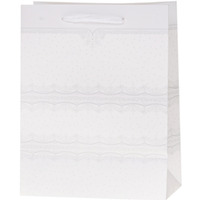 Torebka prezentowa 31x44x12cm Lux Biała z brokatem ROZETTE