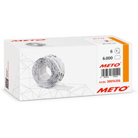 Etykiety cenowe w rolce do metkownicy jednorz�dowej 21x12 mm, (6 sztuk) bia�e z dziurk�, trwa�y klej, METO M30014356