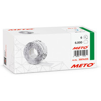 Etykiety cenowe w rolce do metkownicy dwurz�dowej, 26x16 mm, (6 sztuk) bia�e faliste, trwa�y klej, odporne na mr�z METO M30014335