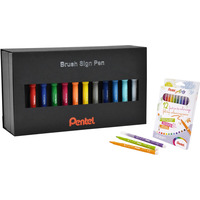 Komplet zestaw pisakw BRUSH PEN 36szt SES15C-ST36PL + flamastry ARTS 12kol SCS2E-12 PENTEL