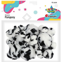 Pompony akrylowe A45 ANIMAl bia�o-czarne 338522