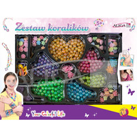 Zestaw koralik�w plastikowych mix kolor�w i kszta�t�w op. ok. 275szt.+2x 120cm �y�ka PJ-2029 ALIGA